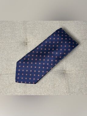 Brooks Brothers Men’s Navy Silk Floral Tie Stain Resistant Italy Made in USA NWT